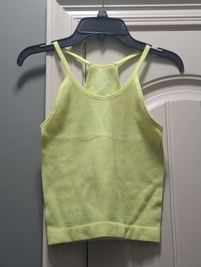 Neon Yellow Ribbed Racerback Tank Top